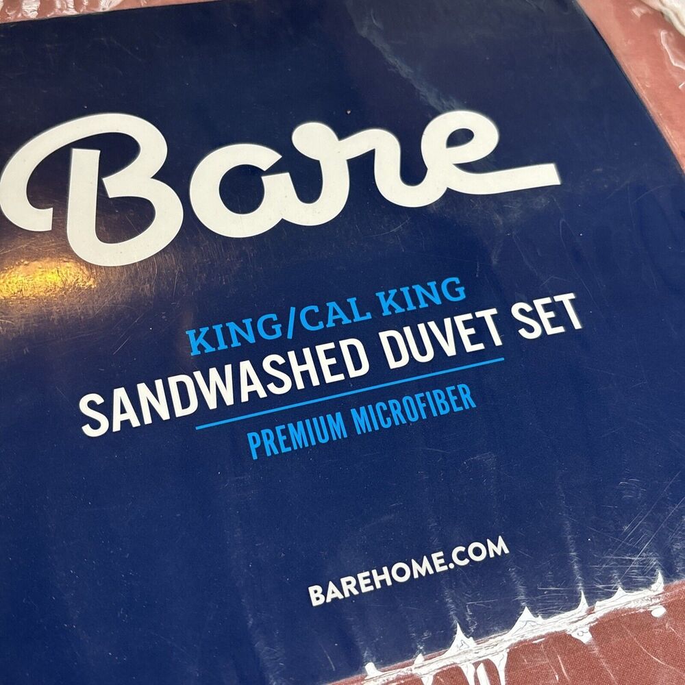 Sandwashed Duvet Cover & Sham Set Ultra-Soft Microfiber by Bare Home King Cal - Picture 2 of 2